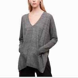 Aritzia Babaton Baylor Sweater Mottled Grey V Neck size S/M